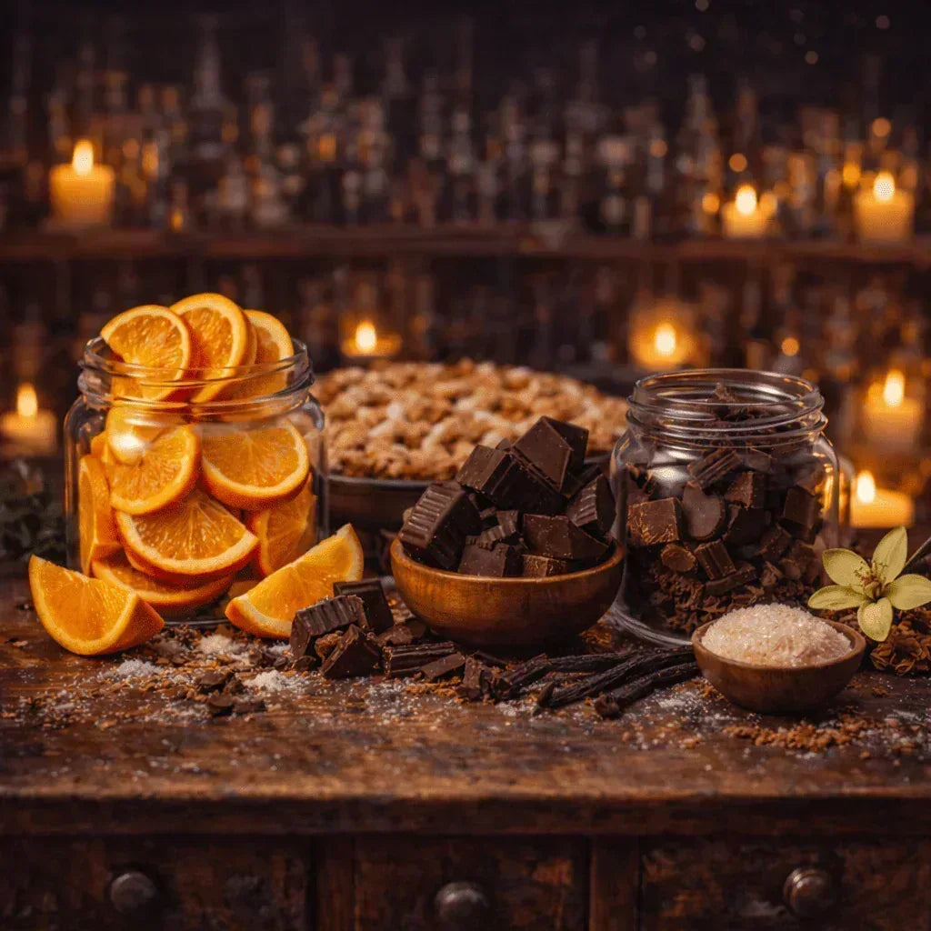 Conte d'ombre et de zeste, bougie et fondants parfumés Les Fondeurs d'Histoires