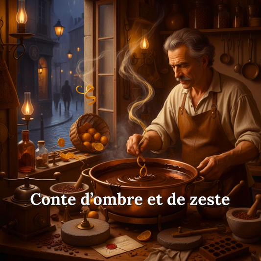 Conte d'ombre et de zeste, bougie et fondants parfumés Les Fondeurs d'Histoires