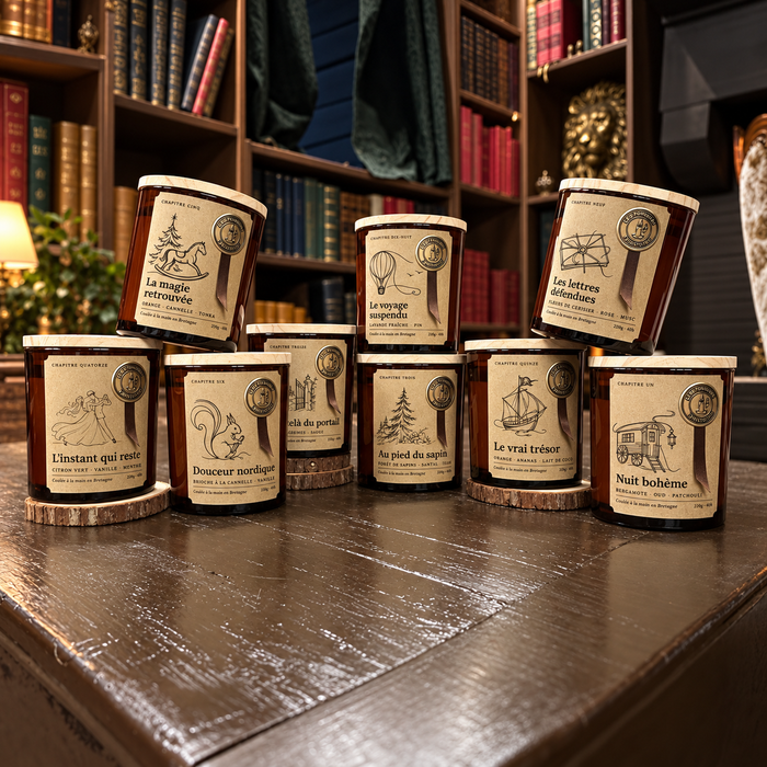 Toutes les bougies parfumées artisanales créées pendant la première année des Fondeurs d'Histoires