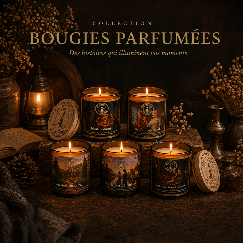 Collection of artisanal scented candles Les Fondeurs d'Histoires