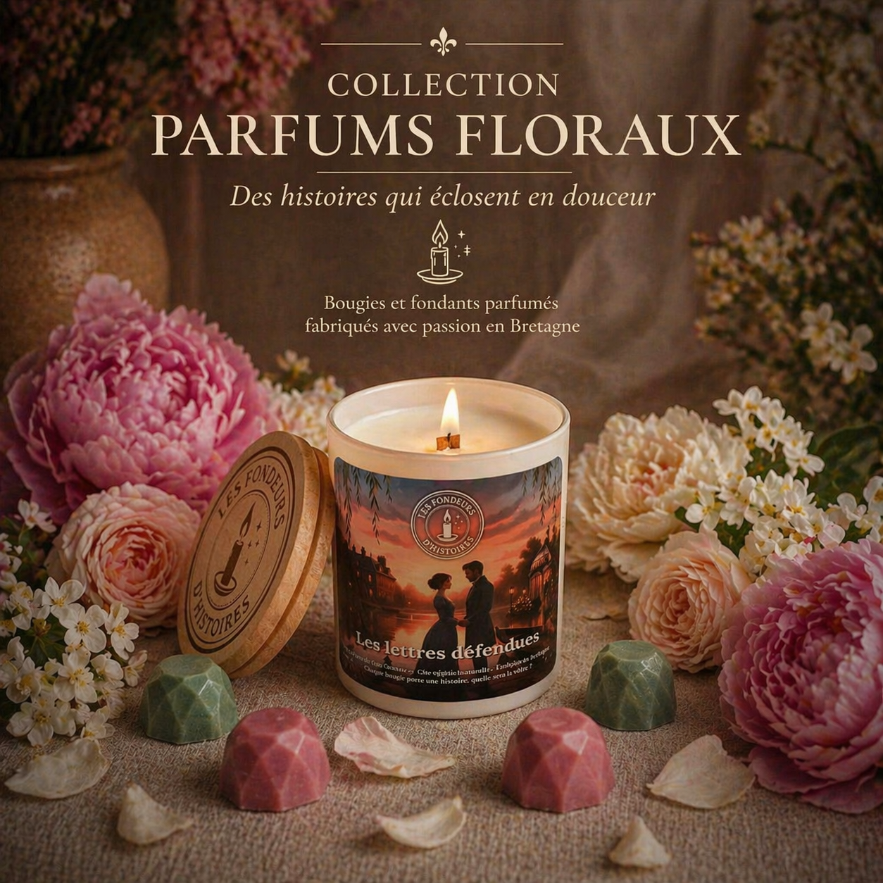 🌸 Collection – Parfums floraux  Bougies & fondants parfumés
