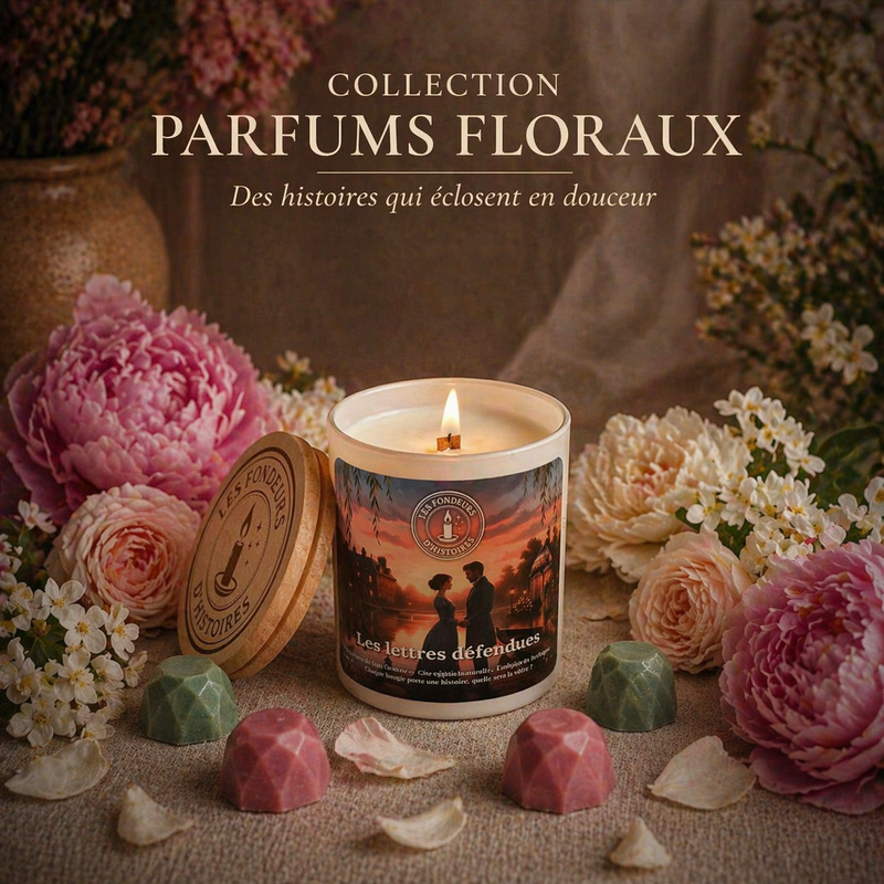 Collection of floral scents, artisanal candles and melts