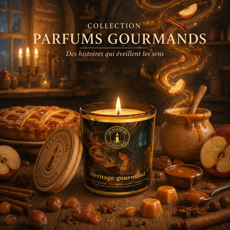 Collection of gourmet and sweet scents, artisanal candles and melts