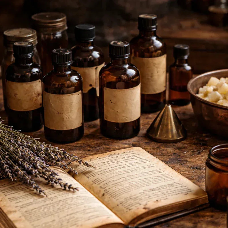 Raw materials for Les Fondeurs d'Histoires artisanal candles, vegetable wax and Grasse fragrances