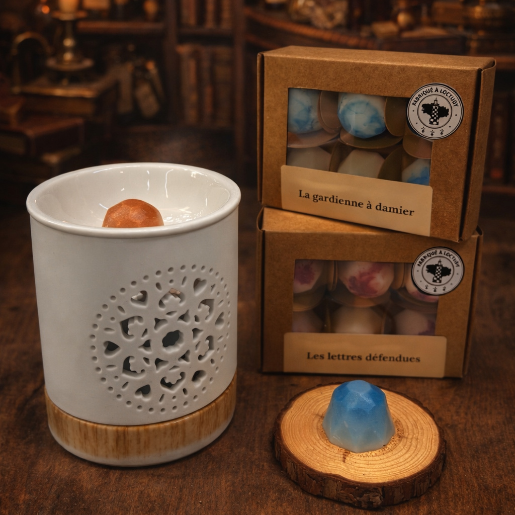 Bougie artisanale Les Fondeurs d’Histoires dans un univers apothicaire