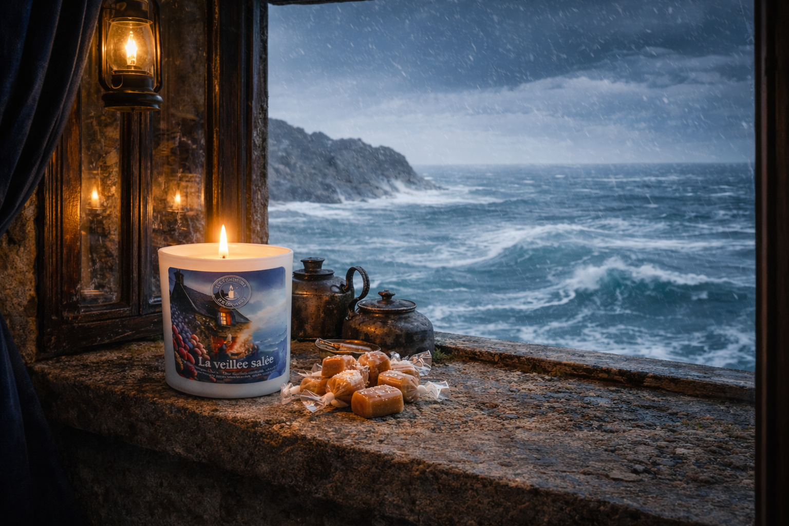 Bougie parfumée cire de soja naturelle inspiration Bretagne, univers gourmand et décoratif fait main