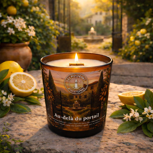 <span style="color:rgb(0,0,0);">Bougie artisanale parfumée -</span> Au-deladuportailcopie2 - Les Fondeurs d'Histoires - <span style="color:rgb(0,0,0);">en cire végétale fabriquée en Bretagne - Les Fondeurs d’Histoires</span>
