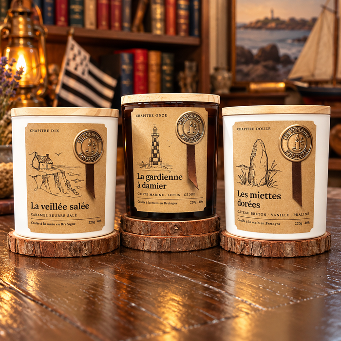 Les Fondeurs d'Histoires Brittany collection, candles inspired by Finistère