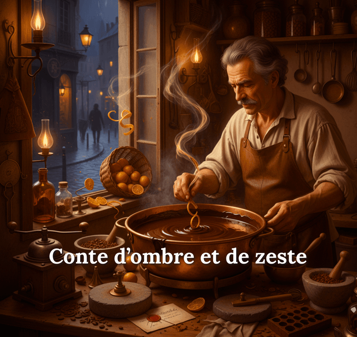 Bougie parfumée Conte d'ombre et de zeste, Les Fondeurs d'Histoires