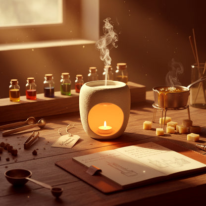 Photographie de bougie naturelle faite main, lumière douce et ambiance cocooning.