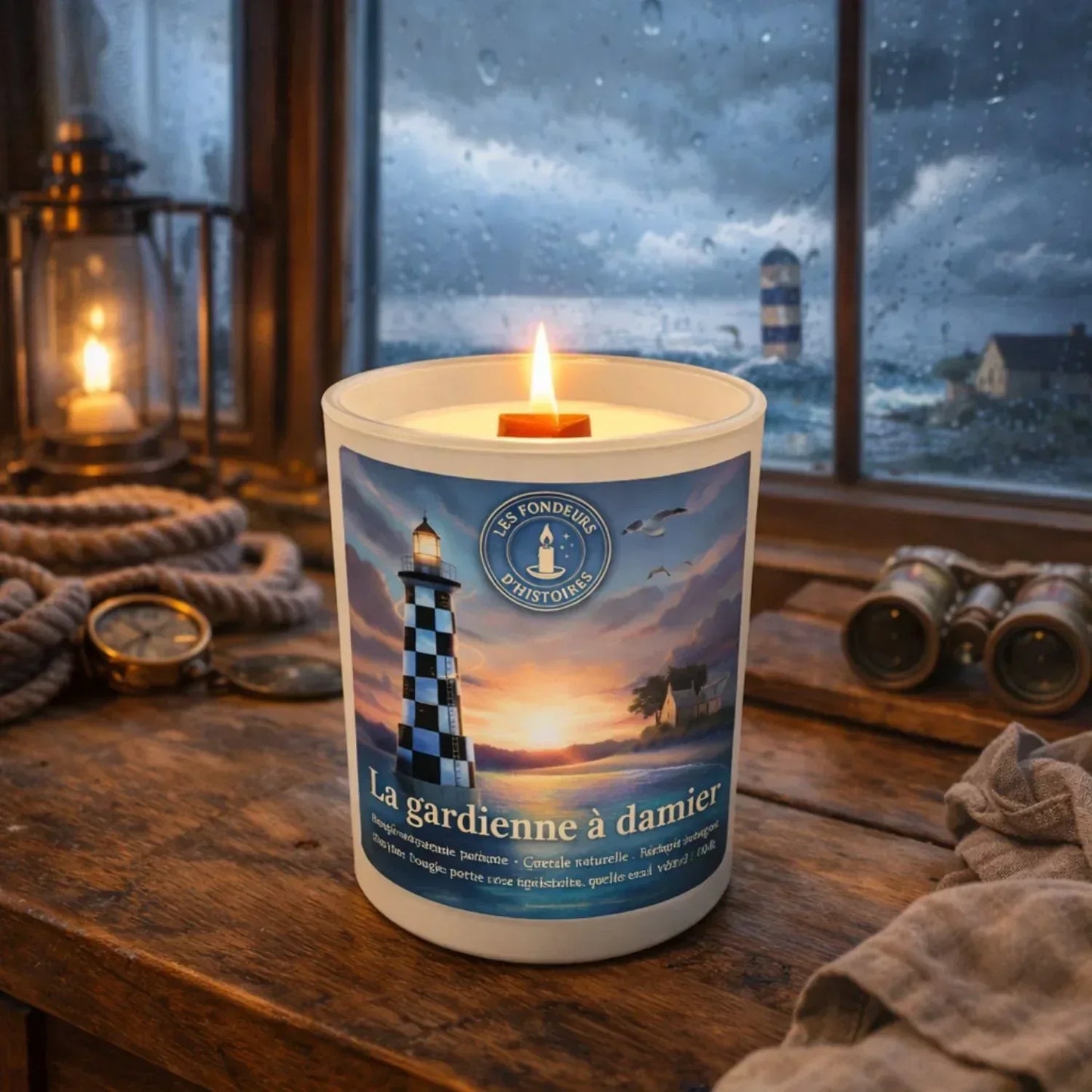 Bougie parfumée La gardienne à damier - Les Fondeurs d'Histoires