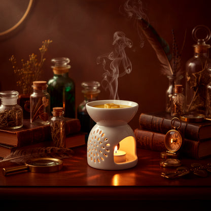 Bougie parfumée artisanale illustrant l’univers magique des Fondeurs d’Histoires.