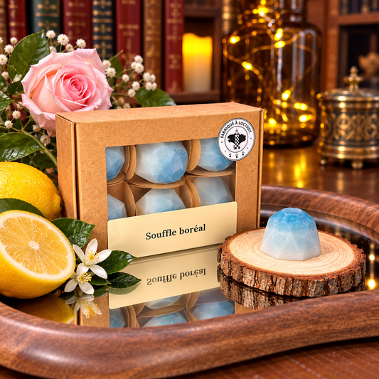 Fondants parfumés Souffle boréal, Les Fondeurs d'Histoires, coulés à la main à Loctudy