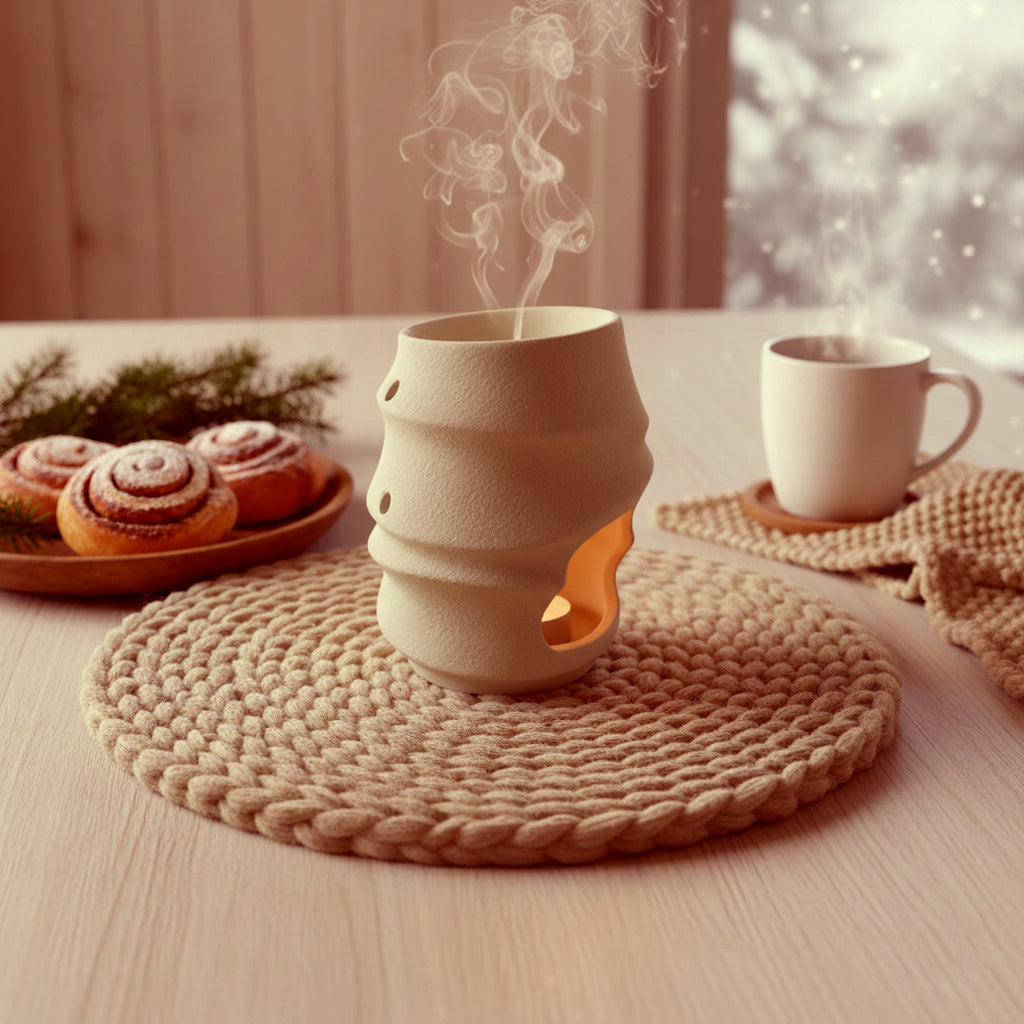 Photographie de bougie naturelle faite main, lumière douce et ambiance cocooning.