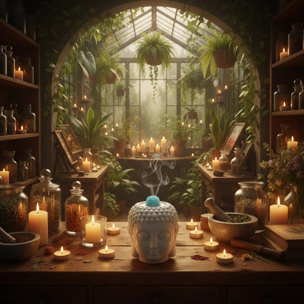 Bougie artisanale parfumée Brûleur à fondants Contemplation - Visage – création Les Fondeurs d'Histoires