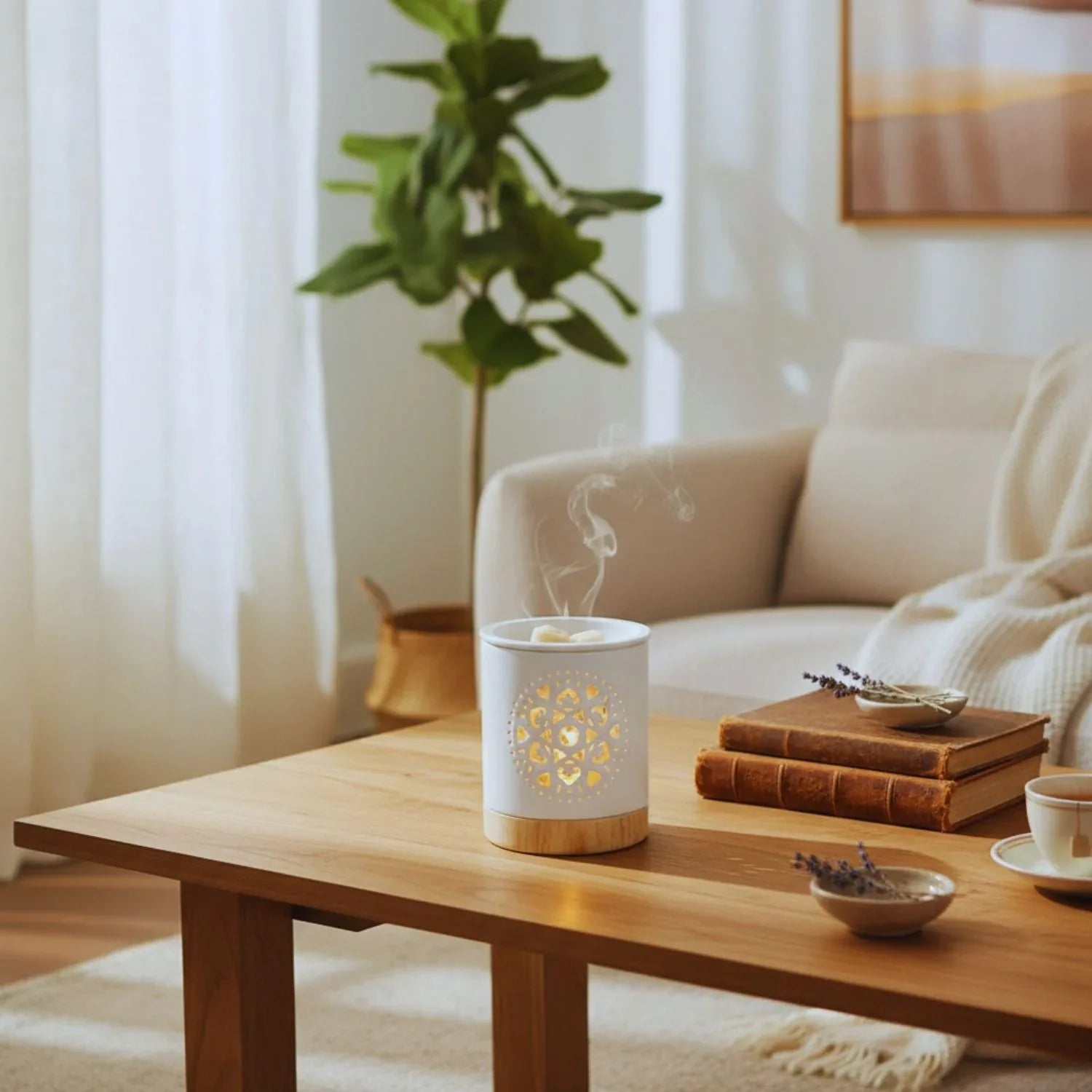 Bougie artisanale parfumée Brûleur à fondants Élévation - Rosace & mandala – création Les Fondeurs d'Histoires