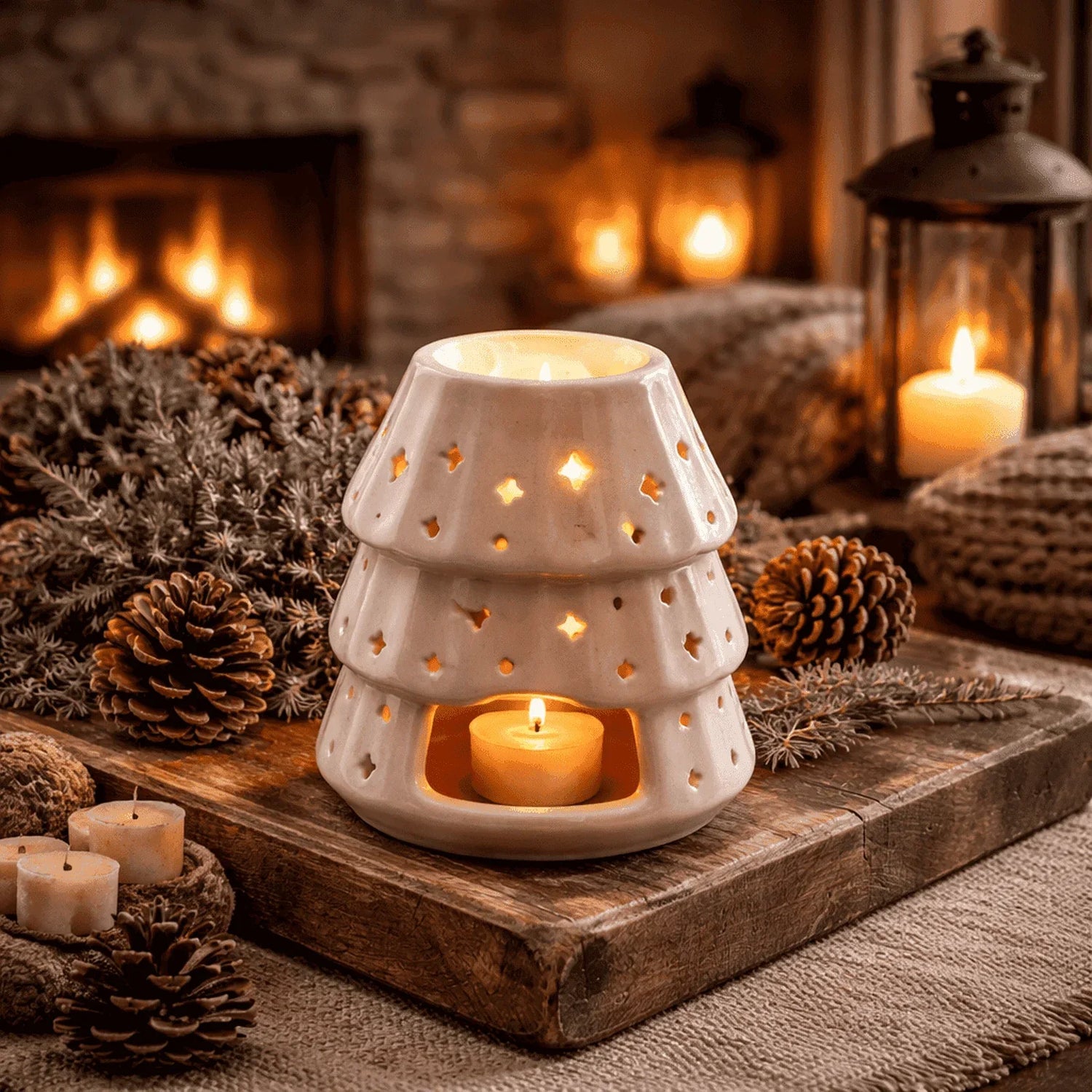 Bougie artisanale parfumée Brûleur à fondants Pran - Grand Sapin – création Les Fondeurs d'Histoires