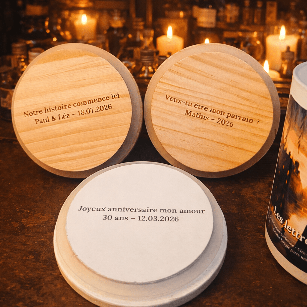 Gravure personnalisée sur couvercle en bois ✨ - Les Fondeurs d'Histoires