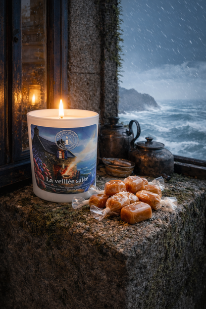 Bougie parfumée cire de soja naturelle inspiration Bretagne, univers gourmand et décoratif fait main